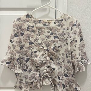 Floral Ruffle Sleeve Blouse